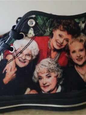 Novelty Printed High-Top Sneaker with Multicolor Cast Portrait